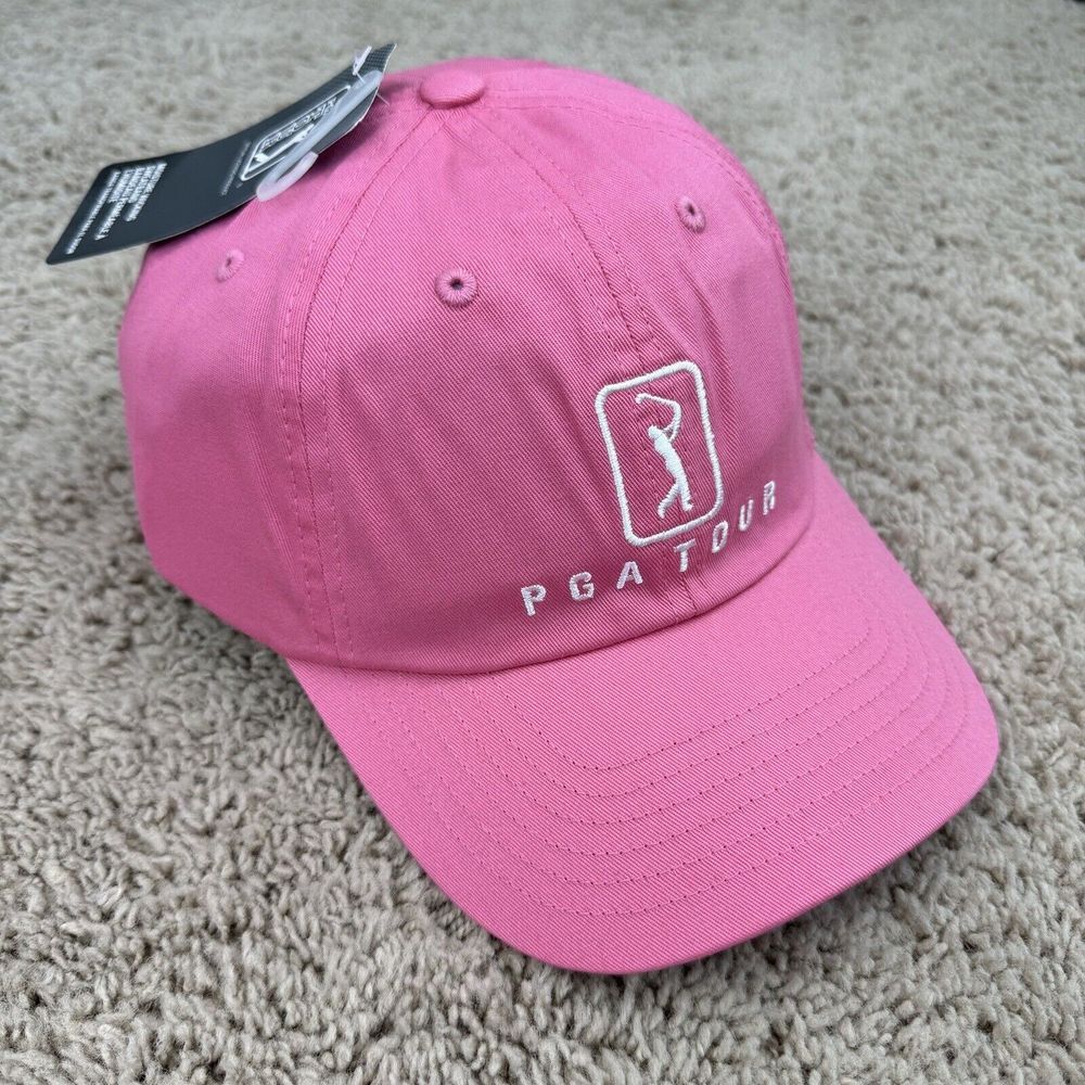 PGA Tour‎ Hat Classic Style 1963 Pink Golf Strapback Embroidered Cap NWT - Picture 2 of 11